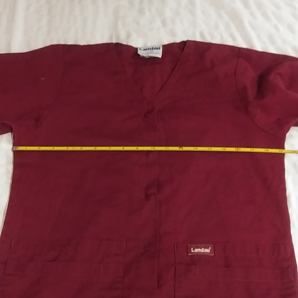 Scrub Top - (2/$10) Burgandy Button Down - Picture 6 of 9
